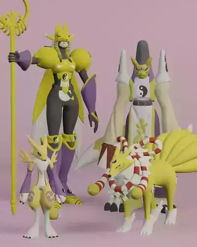 Renamon Entire Evolution Pack 3D print model