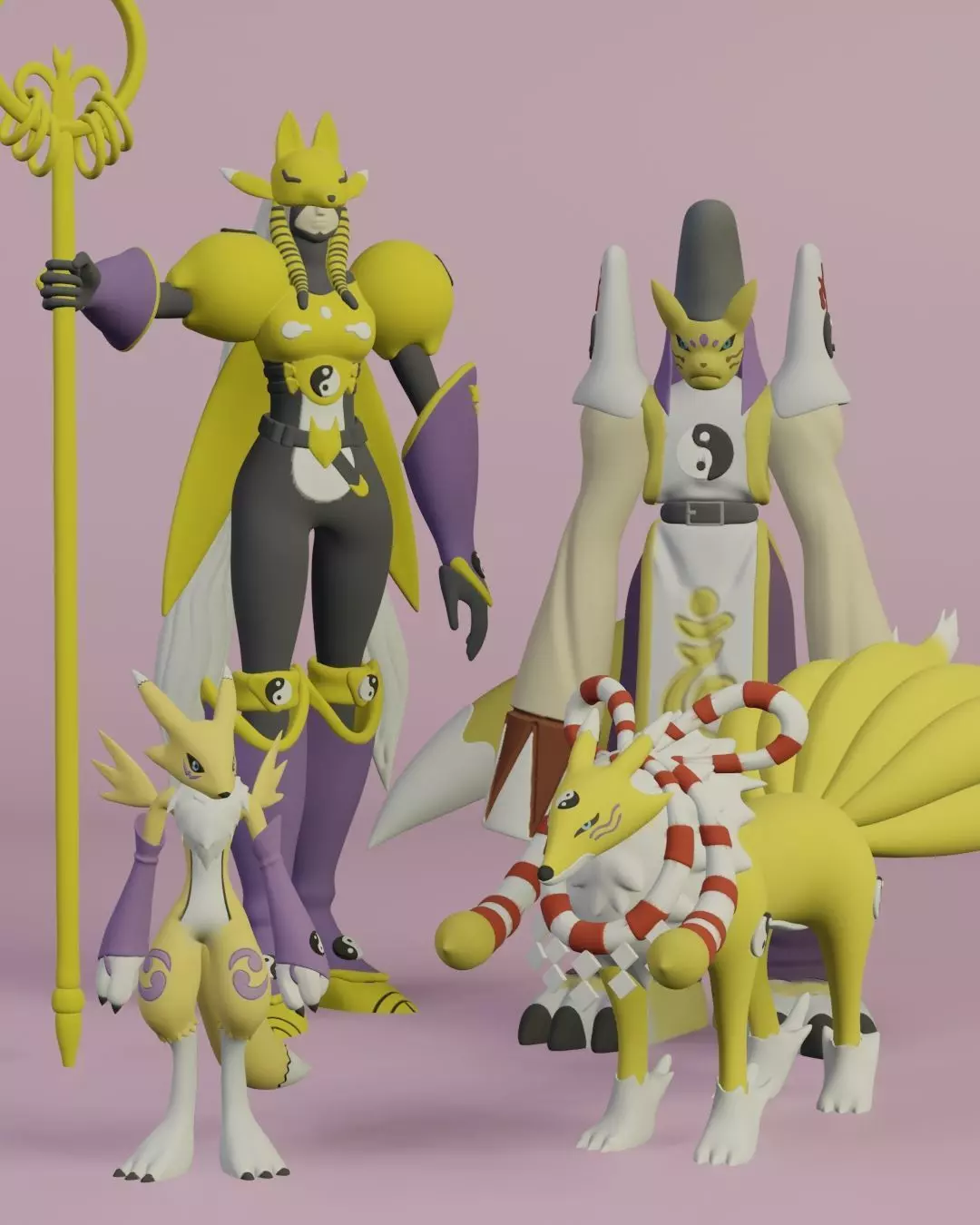 Renamon Entire Evolution Pack 3D print model_0