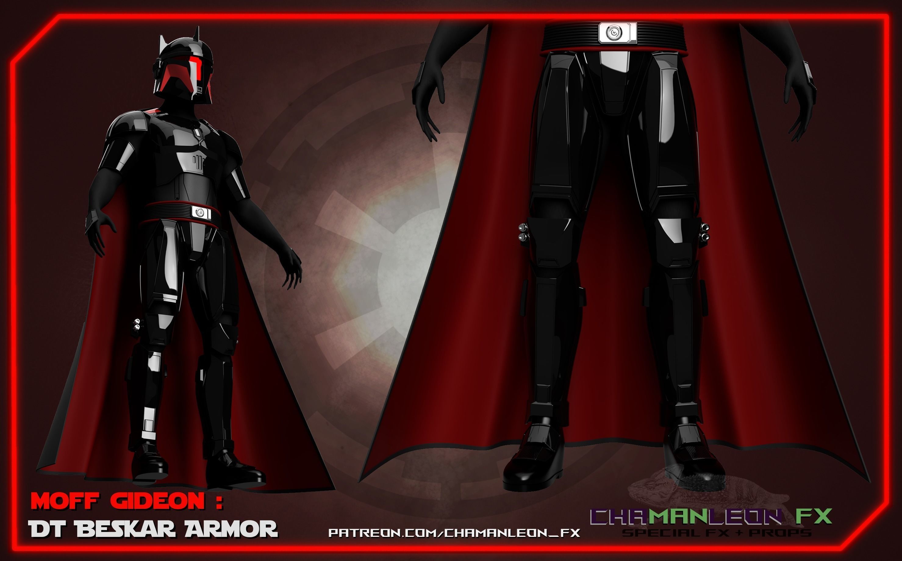 Moff Gideon Beskar Armor Bundle Mandalorian Cosplay 3D print model_4