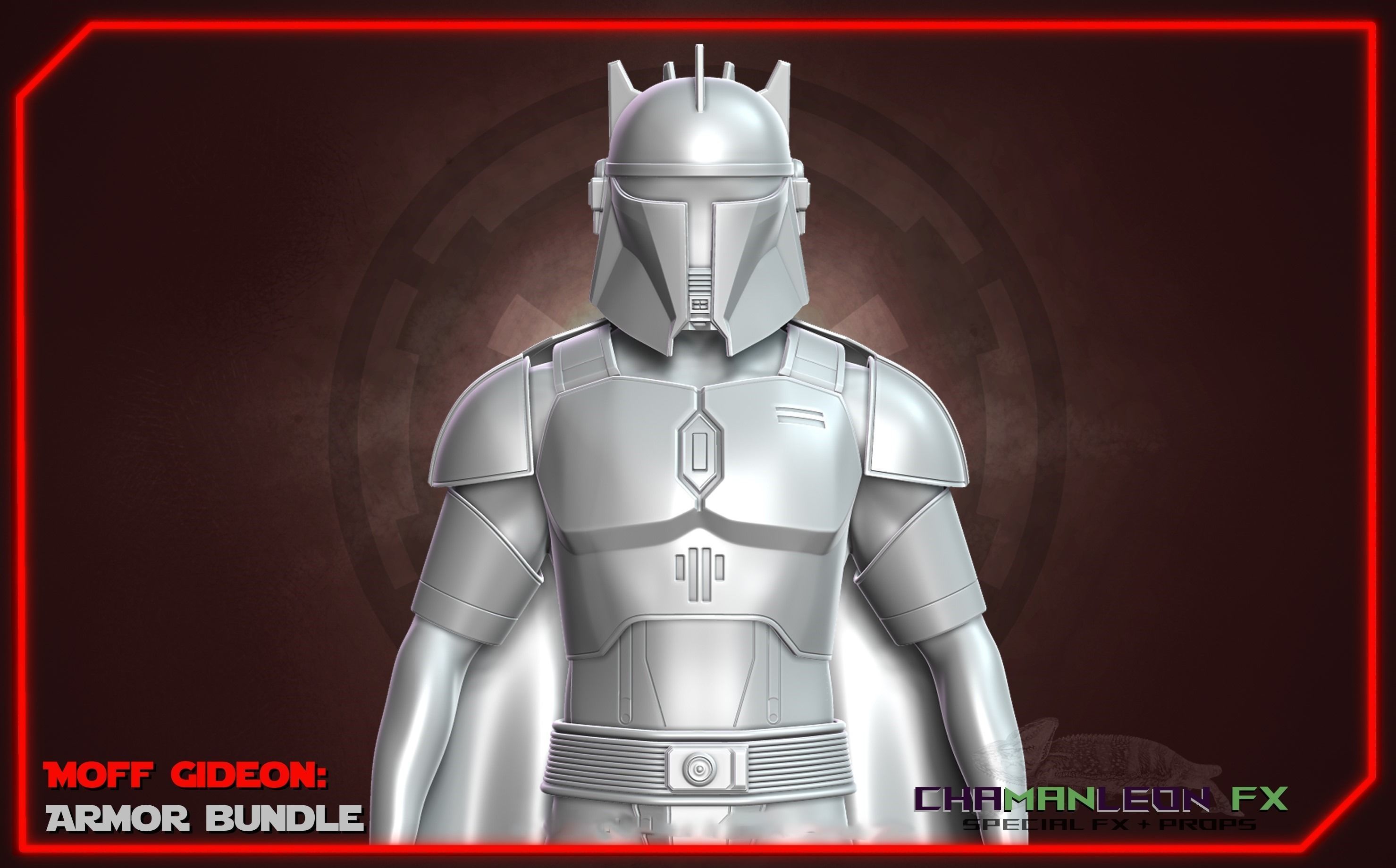 Moff Gideon Beskar Armor Bundle Mandalorian Cosplay 3D print model_7