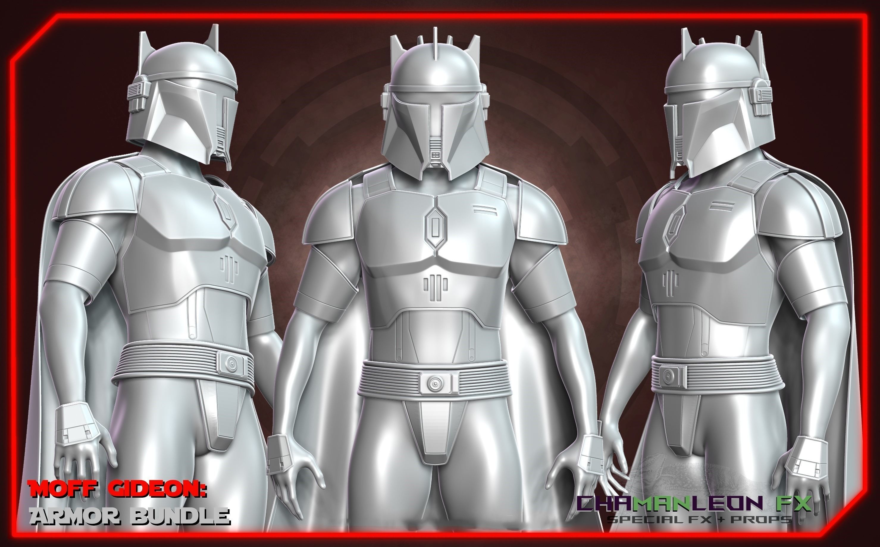 Moff Gideon Beskar Armor Bundle Mandalorian Cosplay 3D print model_6