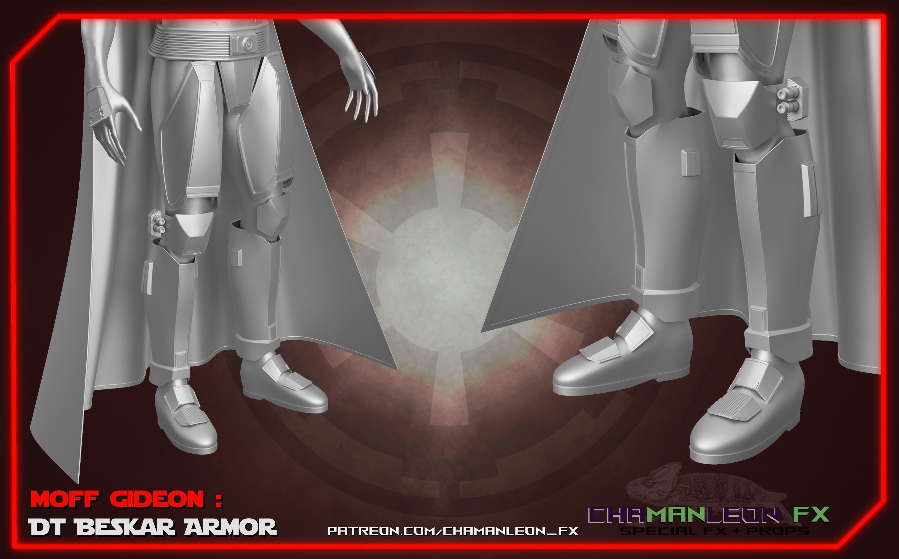 Moff Gideon Beskar Armor Bundle Mandalorian Cosplay 3D print model_11