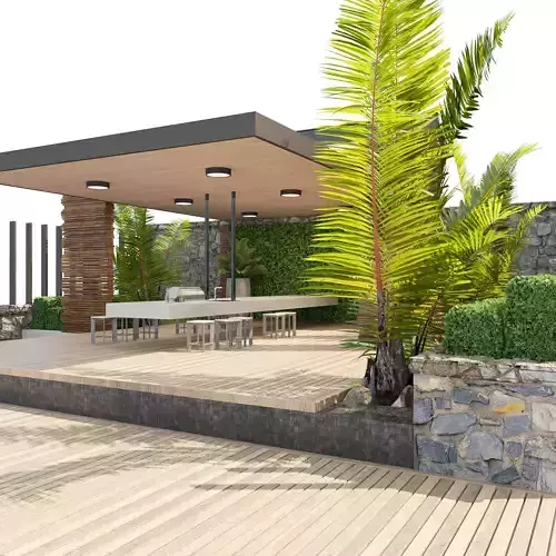 Rooftop garden 3d model Low-poly 3D model
