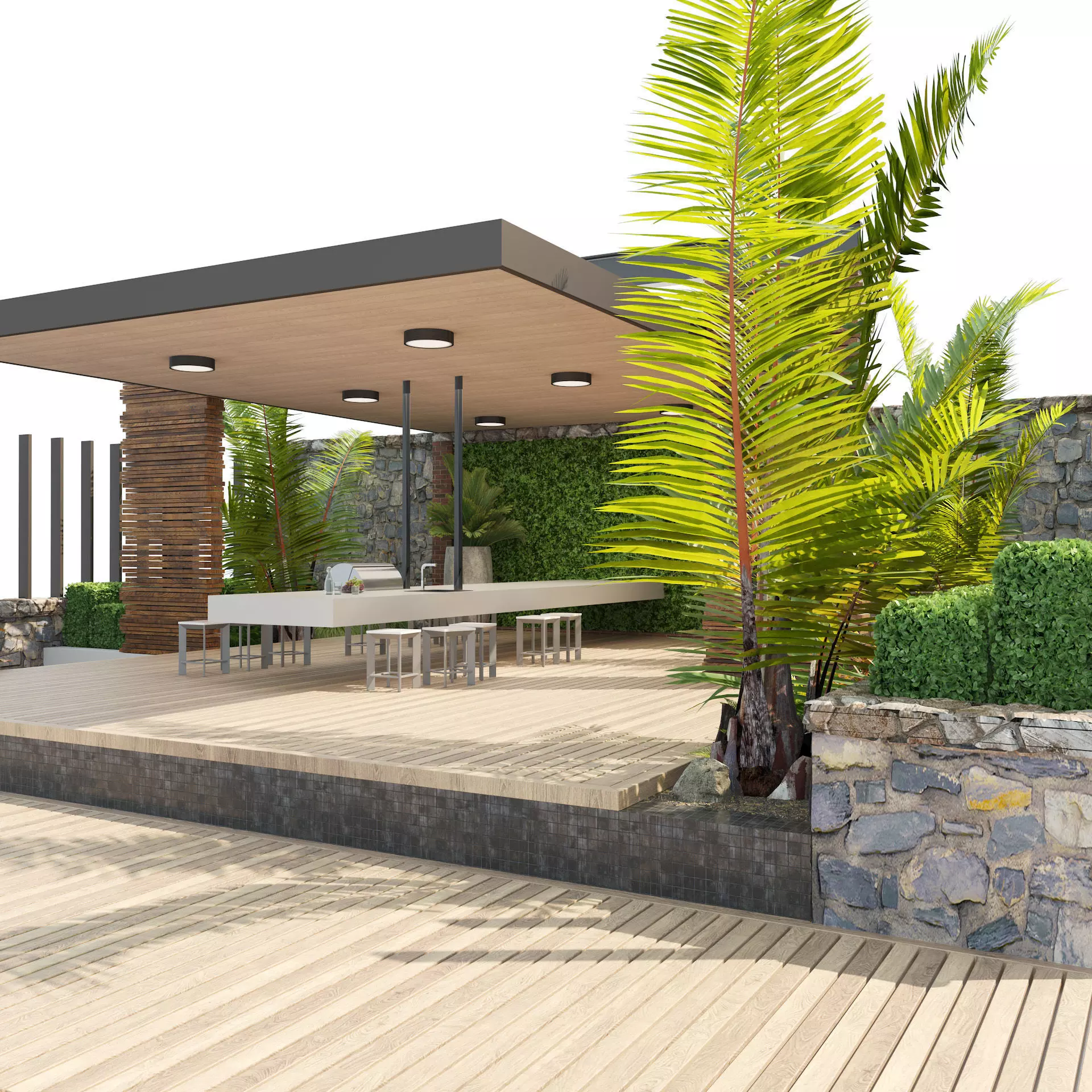 Rooftop garden 3d model Low-poly 3D model_0