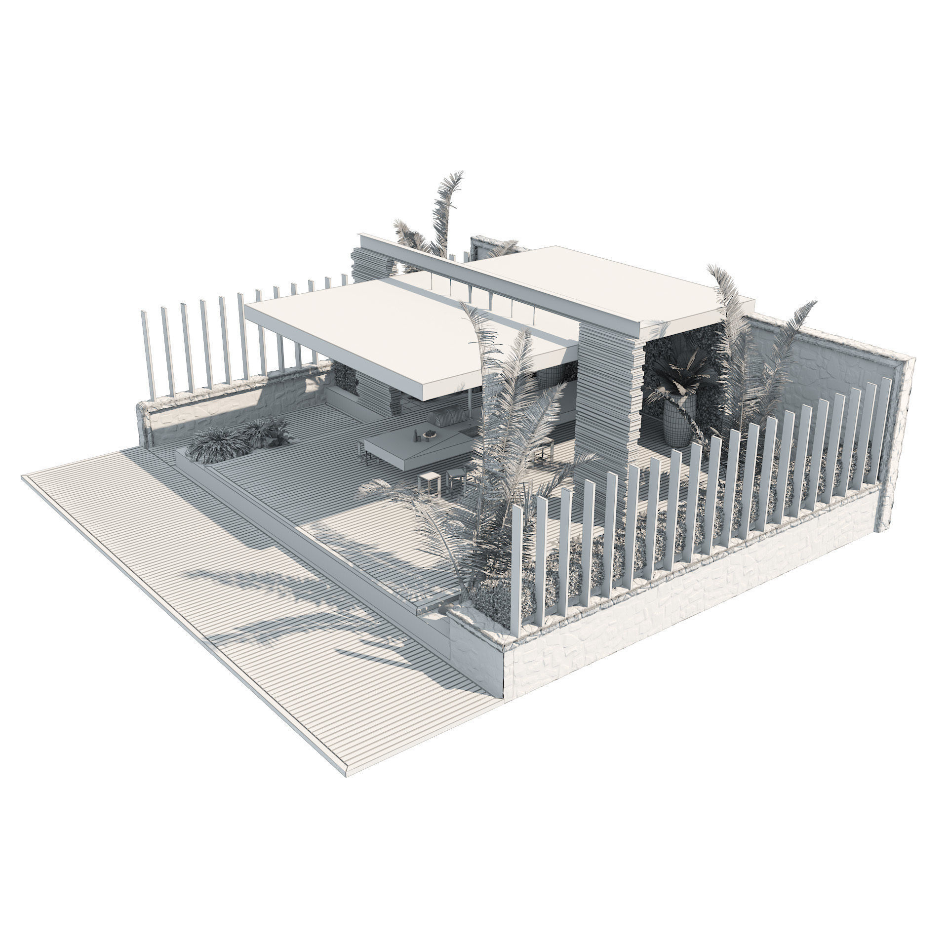 Rooftop garden 3d model Low-poly 3D model_6