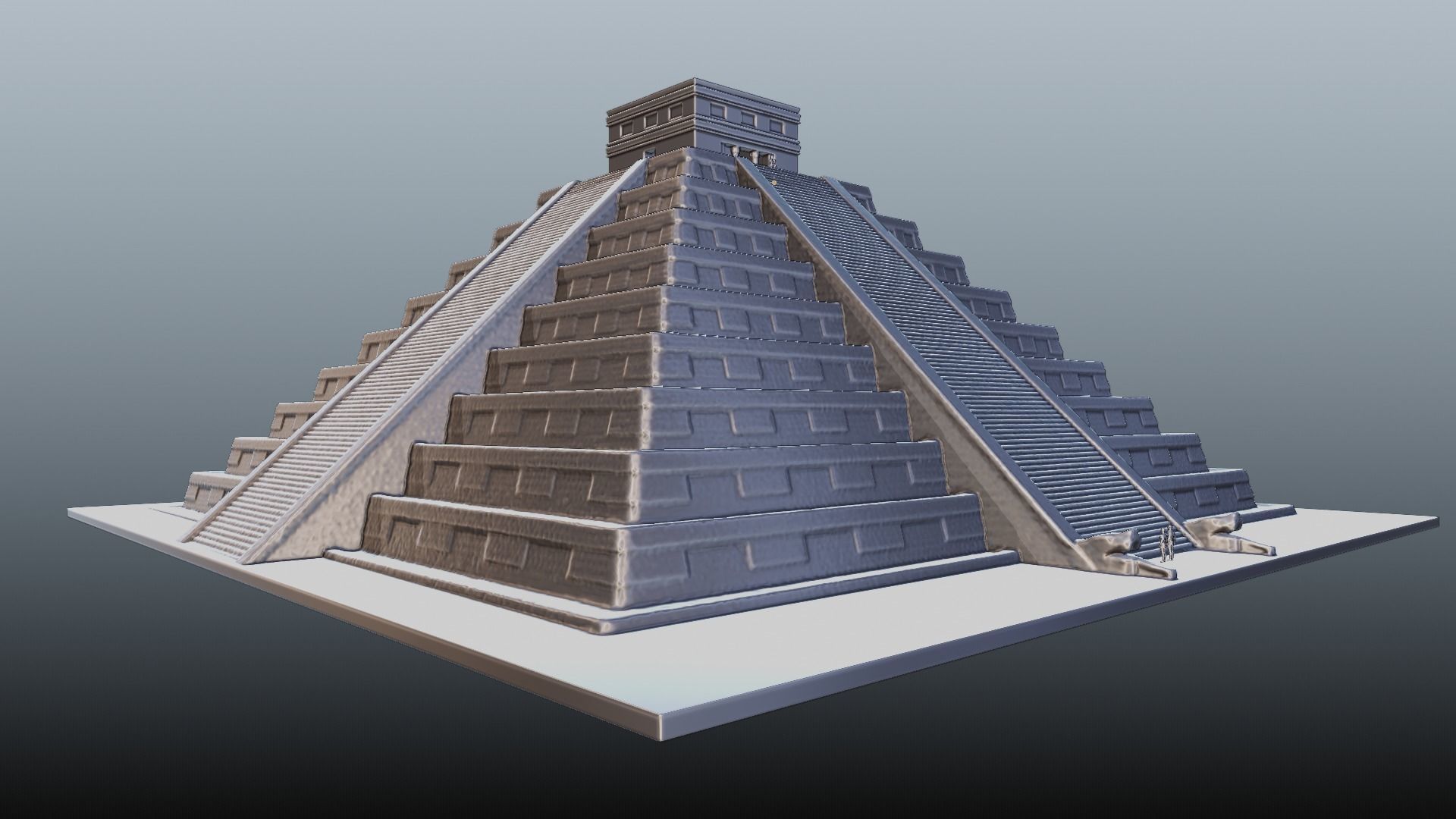 Chichen Itza Rebuilt Landscape and 3D Printable 3D model_27