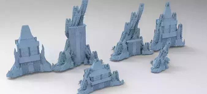 Ancient Stone Tower rock formation 6 models