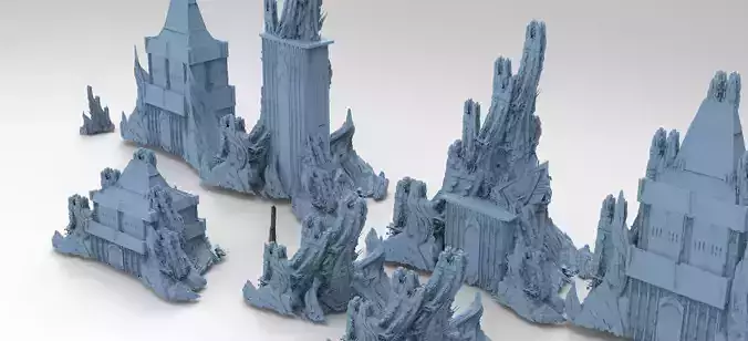 Ancient Stone Tower rock formation 8 models