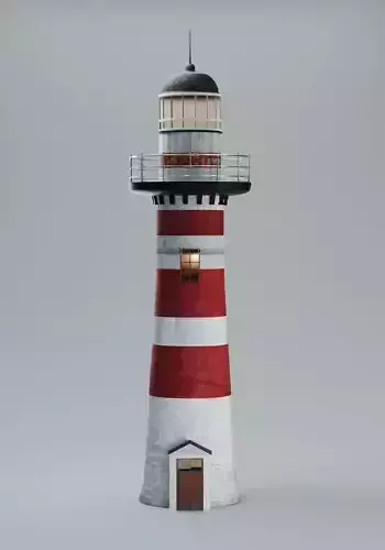 Lighthouse Classic red and white 3D model