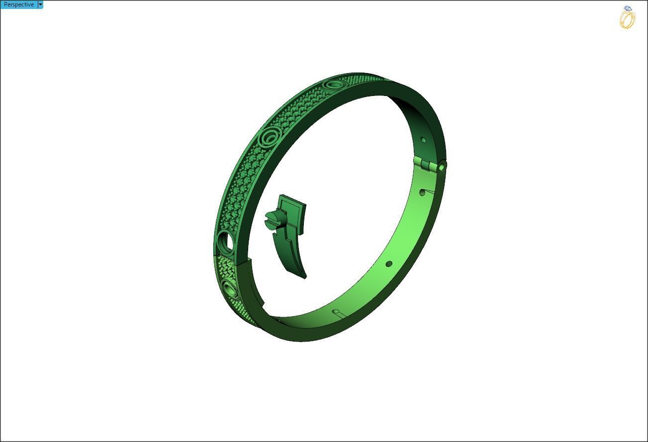 Cartier style bracelet 3D print model_3