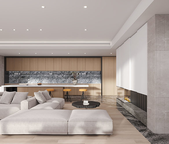 3D model of modern villa interior design 3D model 6