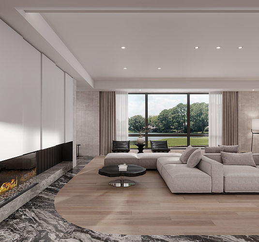 3D model of modern villa interior design 3D model 5