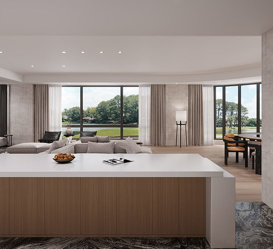 3D model of modern villa interior design 3D model 2