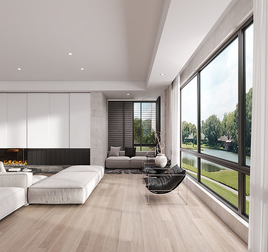3D model of modern villa interior design 3D model 7