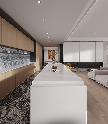 3D model of modern villa interior design 3D model 3