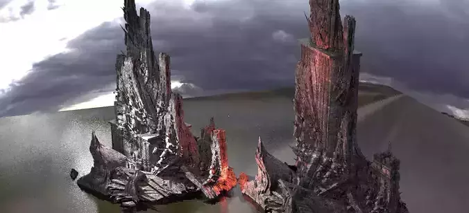 Ancient Stone Wraith Towers 3D model