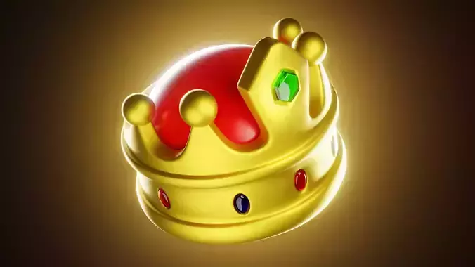 Royal Cartoon Crown - Stylized 3D Model for Games and Print