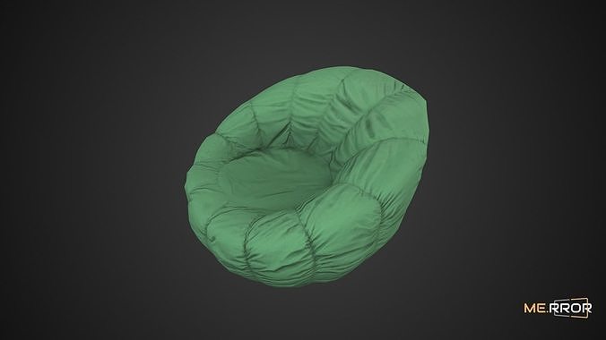 Game Ready Green Bean Bag Low-poly 3D model 5