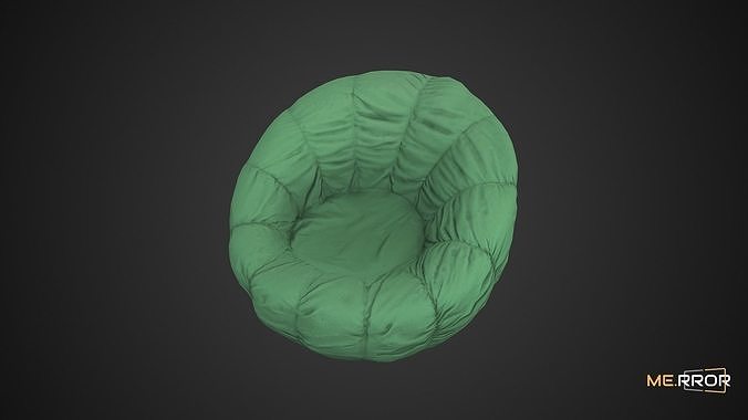 Game Ready Green Bean Bag Low-poly 3D model 6