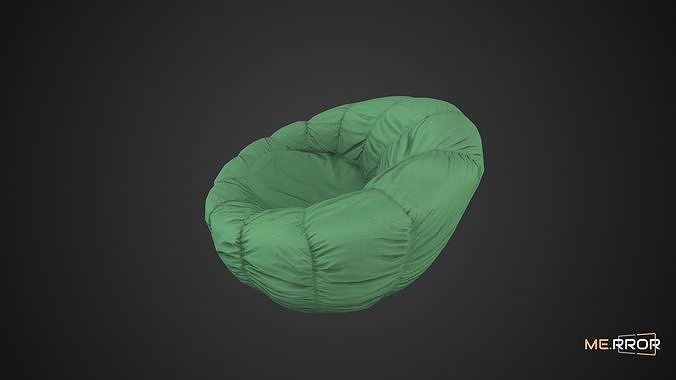 Game Ready Green Bean Bag Low-poly 3D model 2