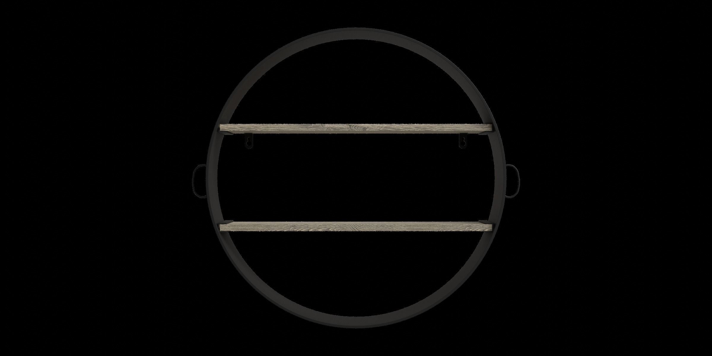 Round Black Metal Shelf Low-poly 3D model_4