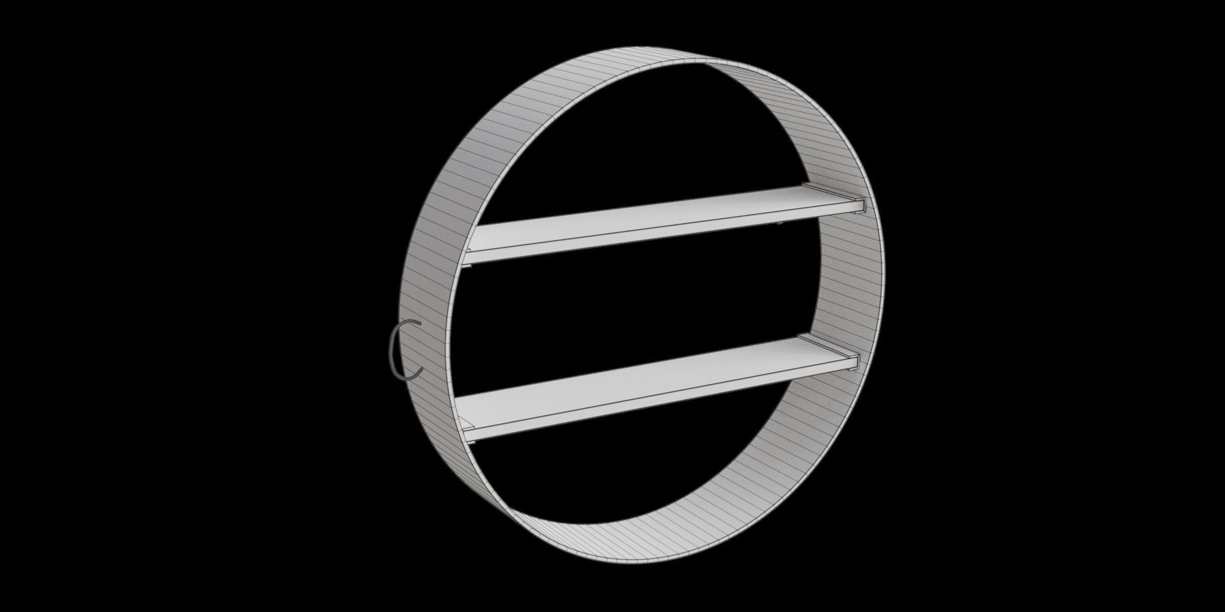 Round Black Metal Shelf Low-poly 3D model_2