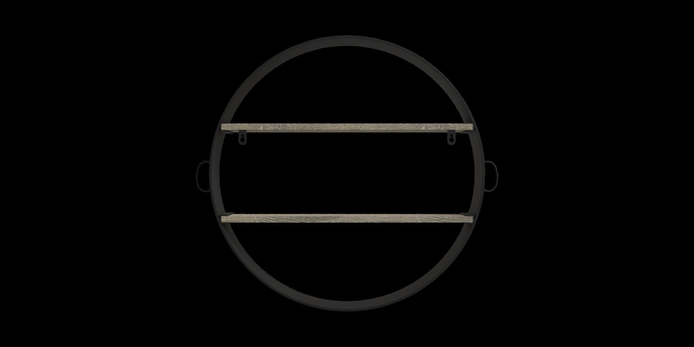 Round Black Metal Shelf Low-poly 3D model_6