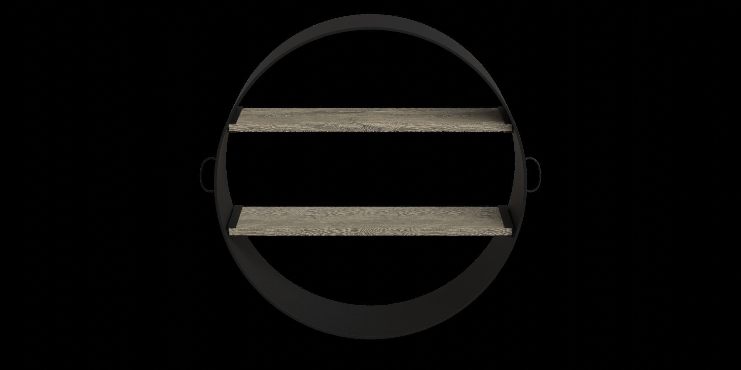 Round Black Metal Shelf Low-poly 3D model_8