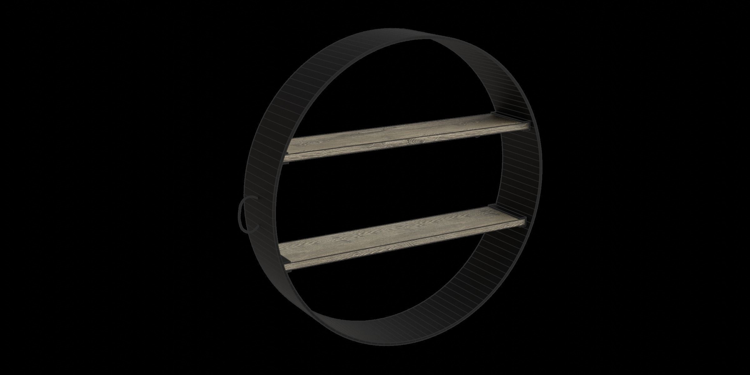 Round Black Metal Shelf Low-poly 3D model_3