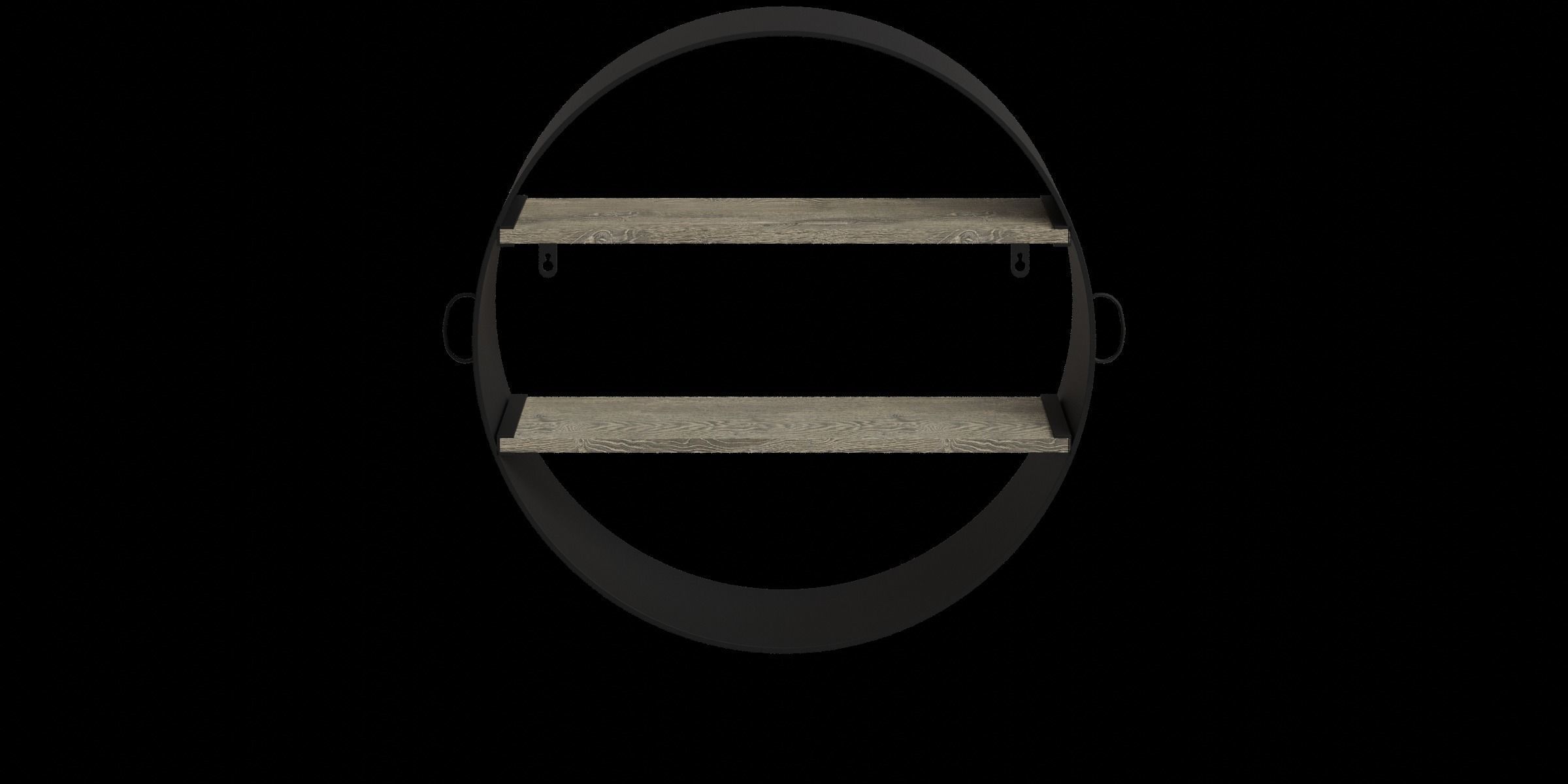 Round Black Metal Shelf Low-poly 3D model_10