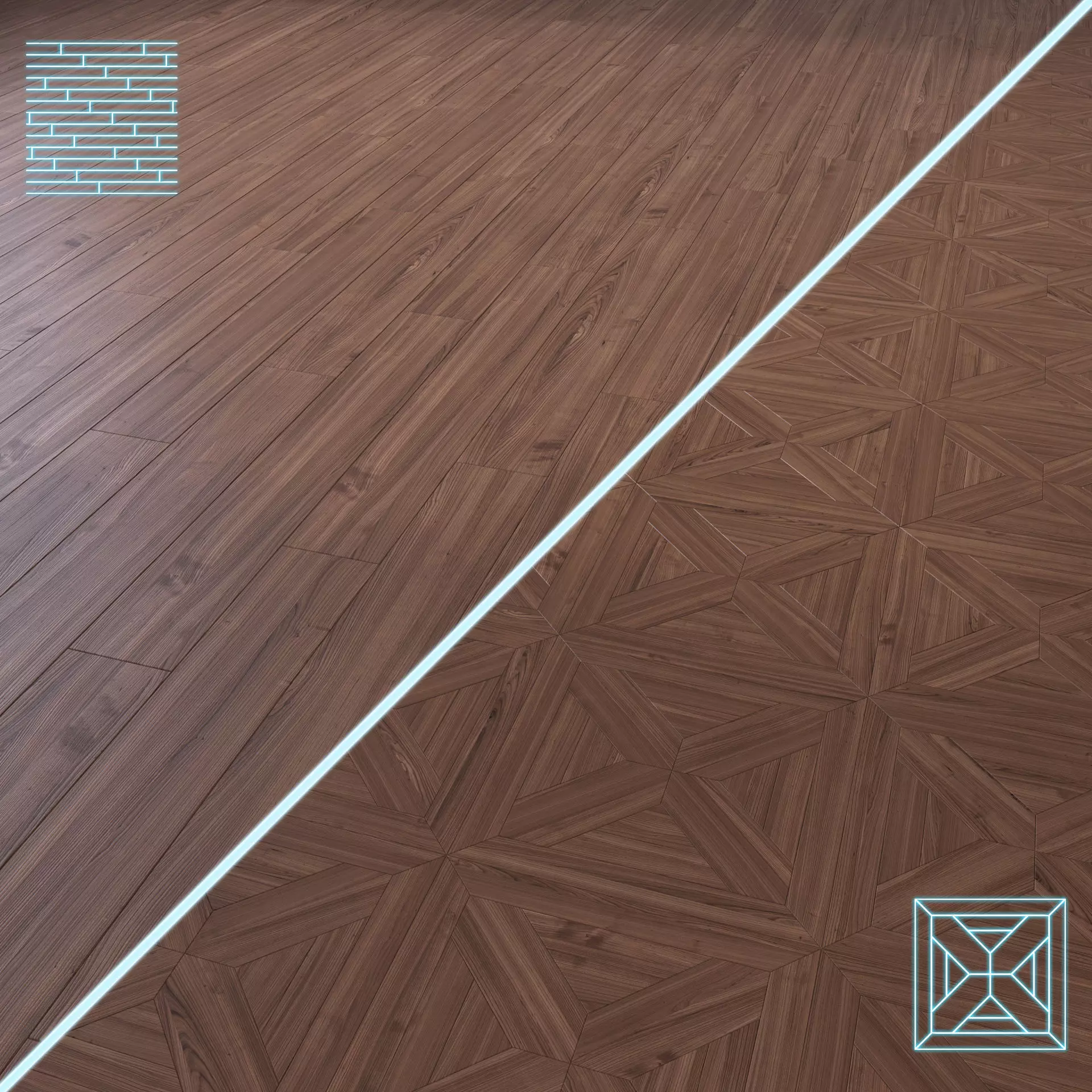 Parquet - Laminate - Wooden floor 2 in 1 Low-poly 3D model_0