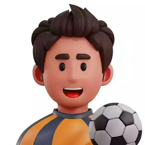 Football Player Avatar 3D Icon Low-poly 3D model