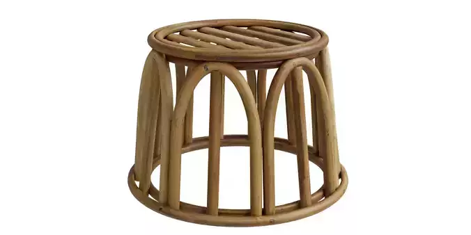Short Round Rattan Plant Stand