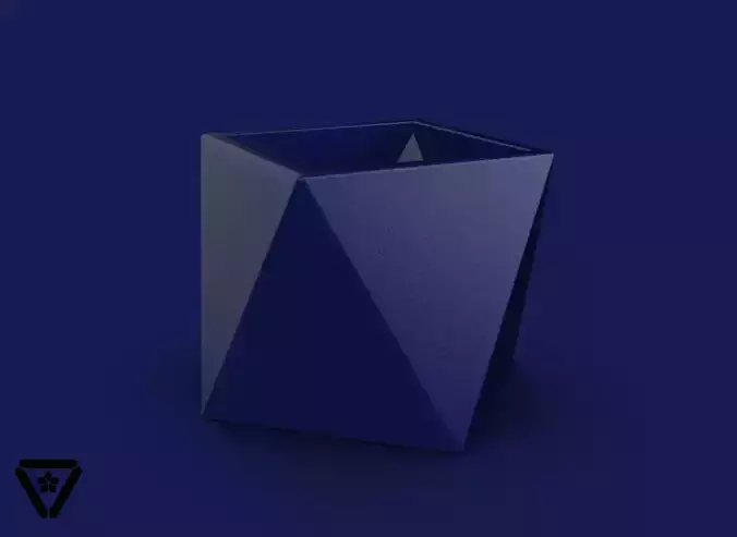 25 Facet 4 Sides Geometric Flower Pot V1 Aina 3D print model