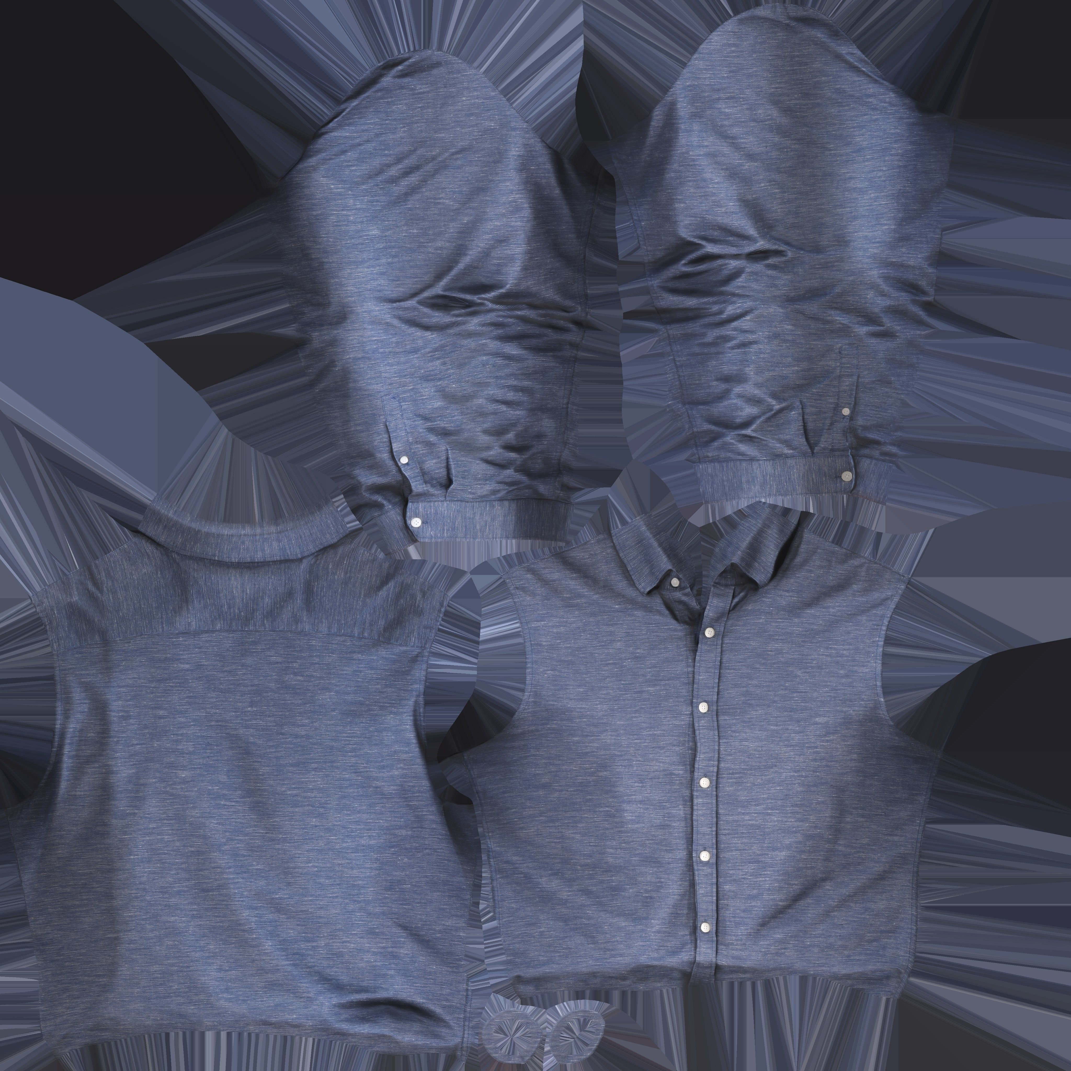Game Ready Blue Shirts Low-poly 3D model_19