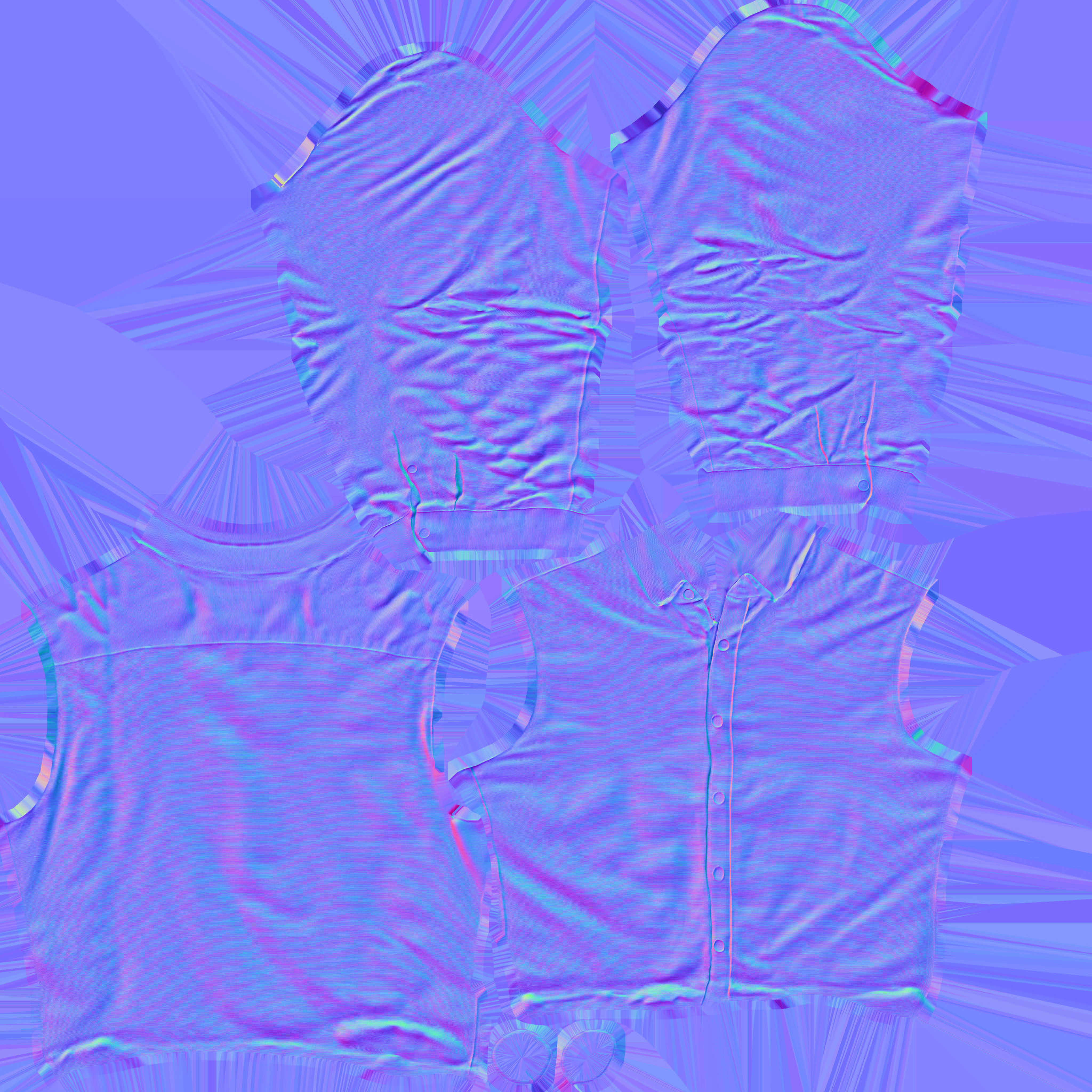 Game Ready Blue Shirts Low-poly 3D model_18