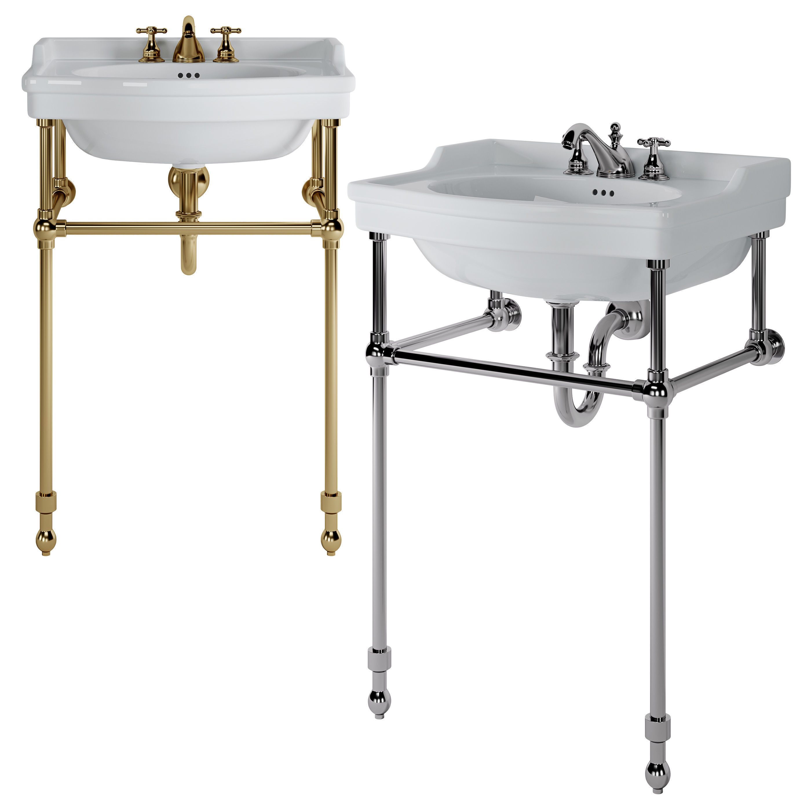 Cierra console sink with brass stand 3D model_1