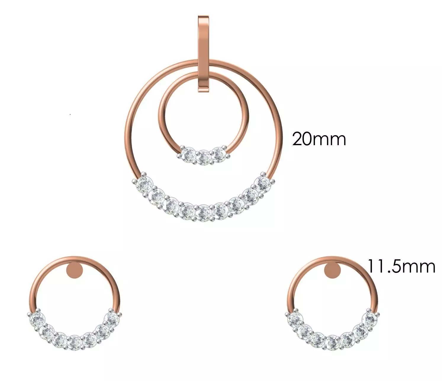 Women Pendant Earrings Set STL JCD Details 3D print model_0