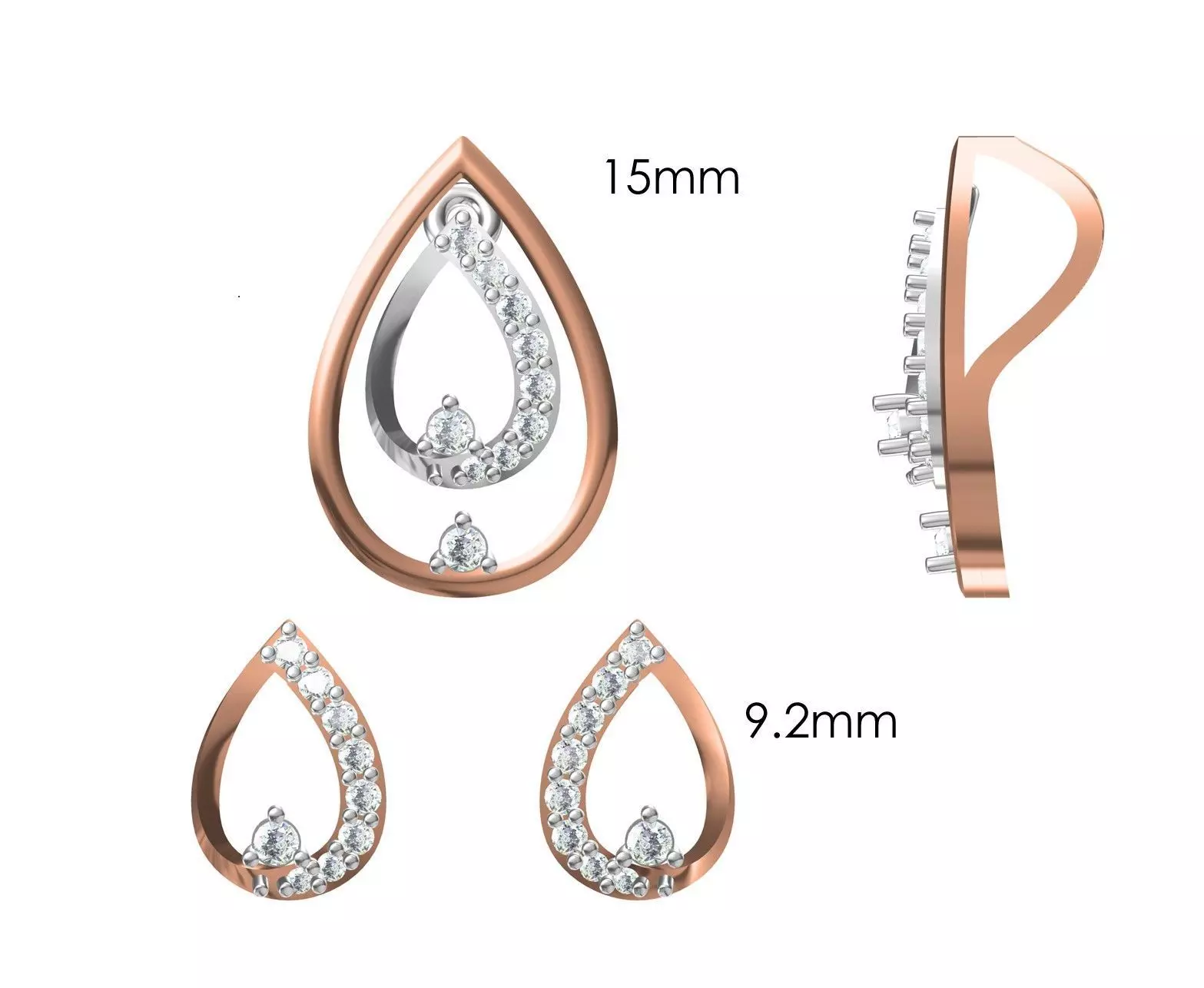 Women Pendant Earrings Set STL JCD Details 3D print model_0