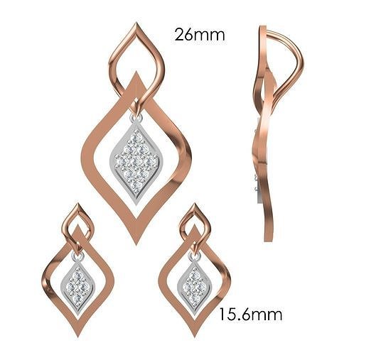 Women Pendant Earrings Set STL JCD Details 3D print model