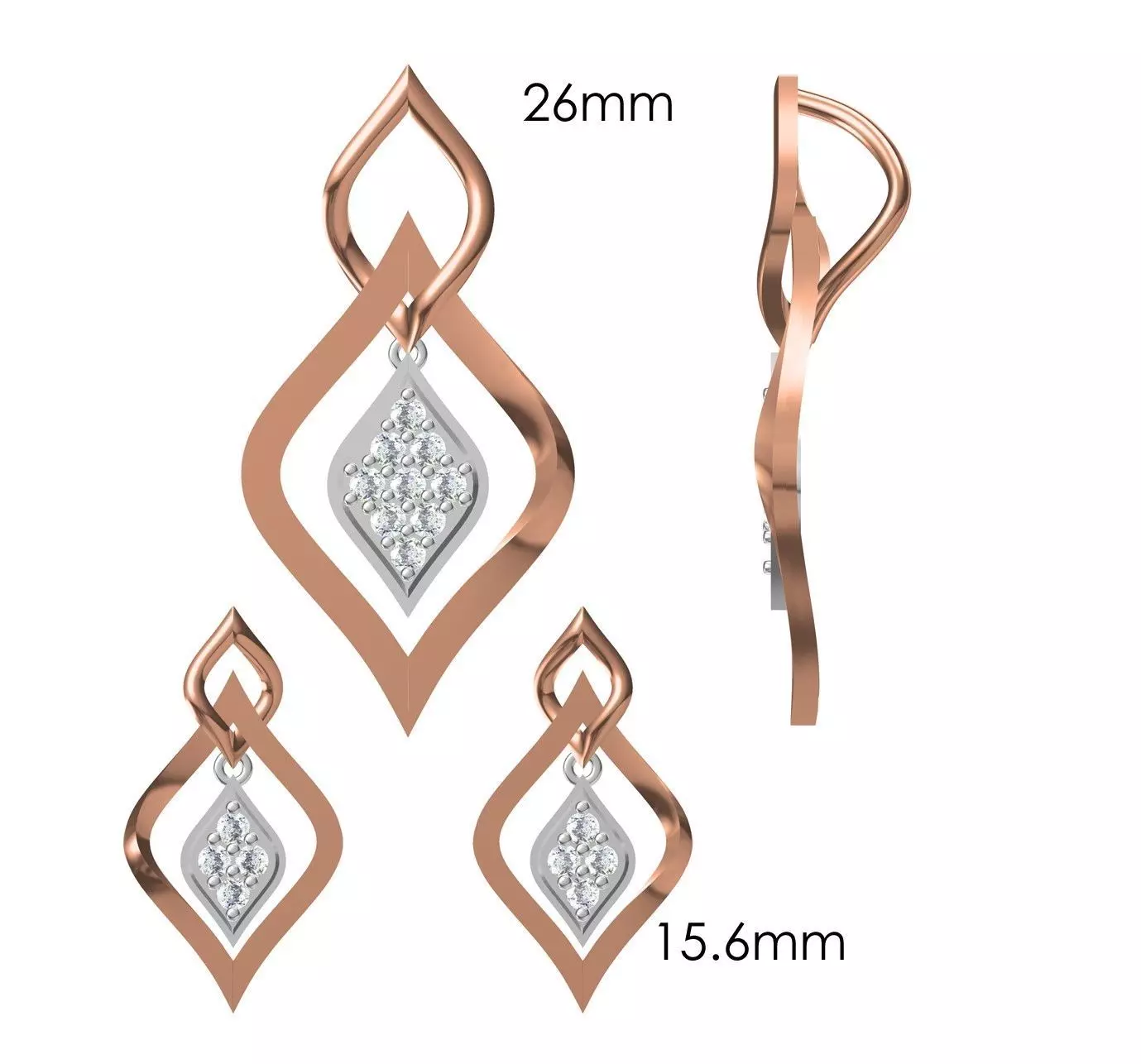 Women Pendant Earrings Set STL JCD Details 3D print model_0