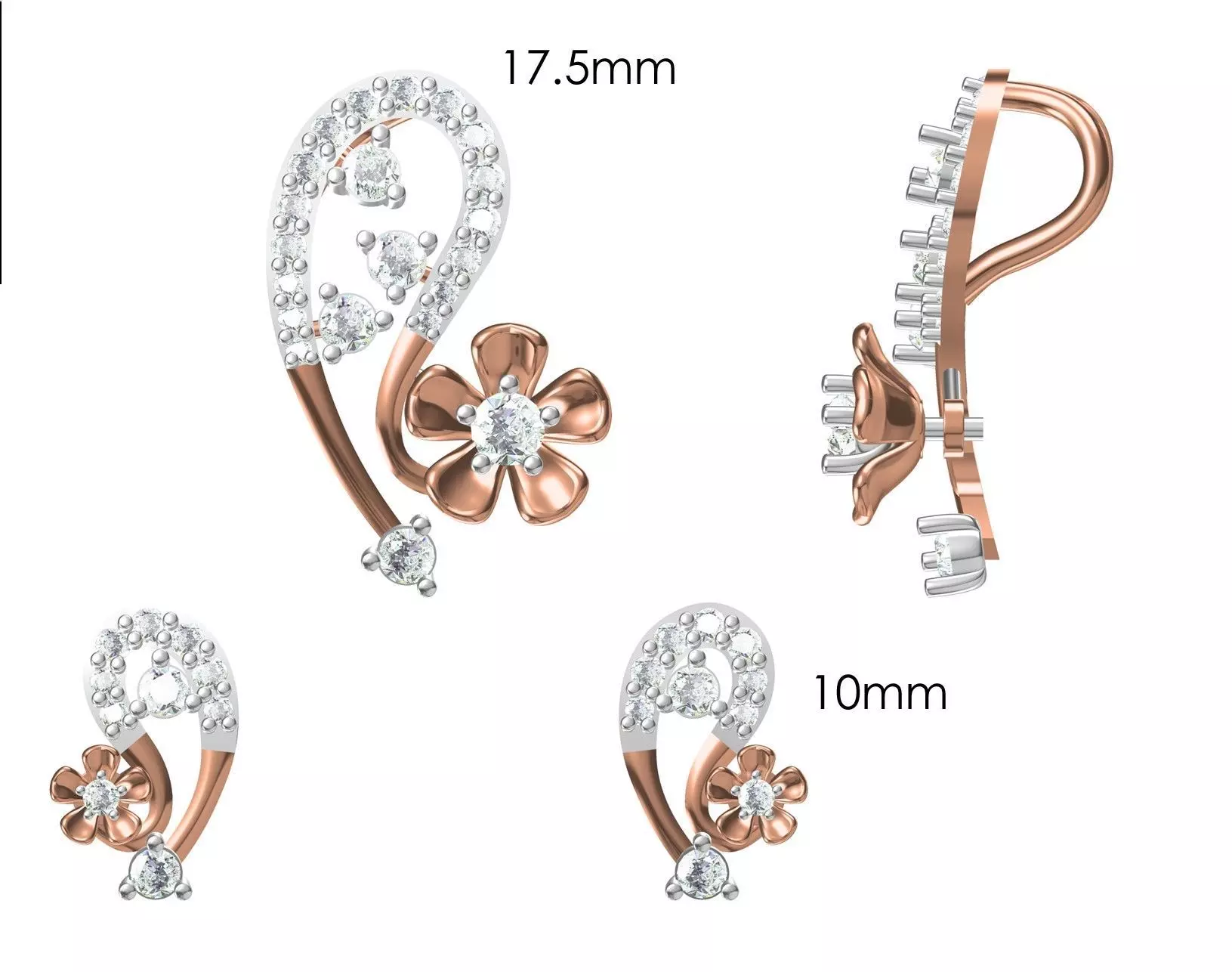 Women Pendant Earrings Set STL JCD Details 3D print model_0