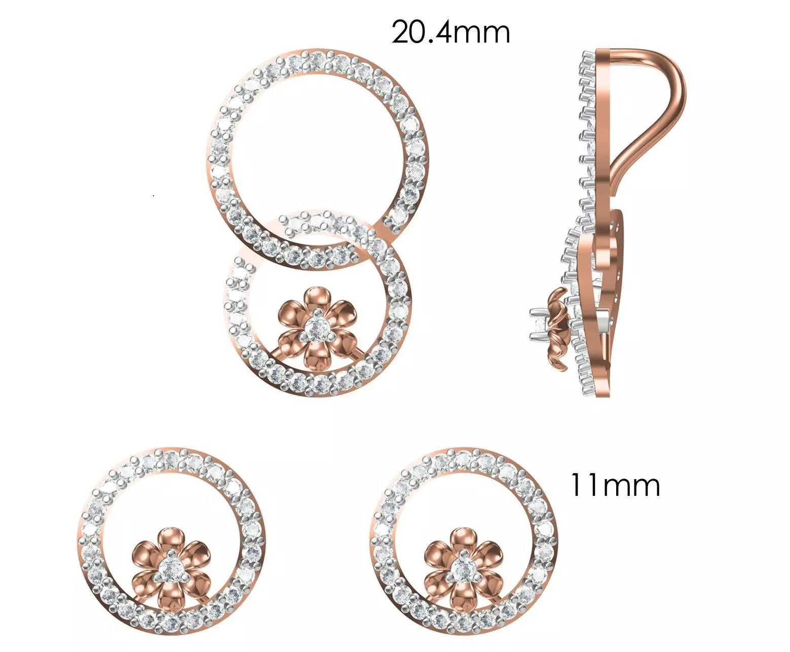 Women Pendant Earrings Set STL JCD Details 3D print model_0