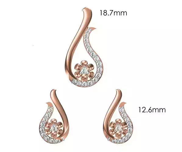 Women Pendant Earrings Set STL JCD Details