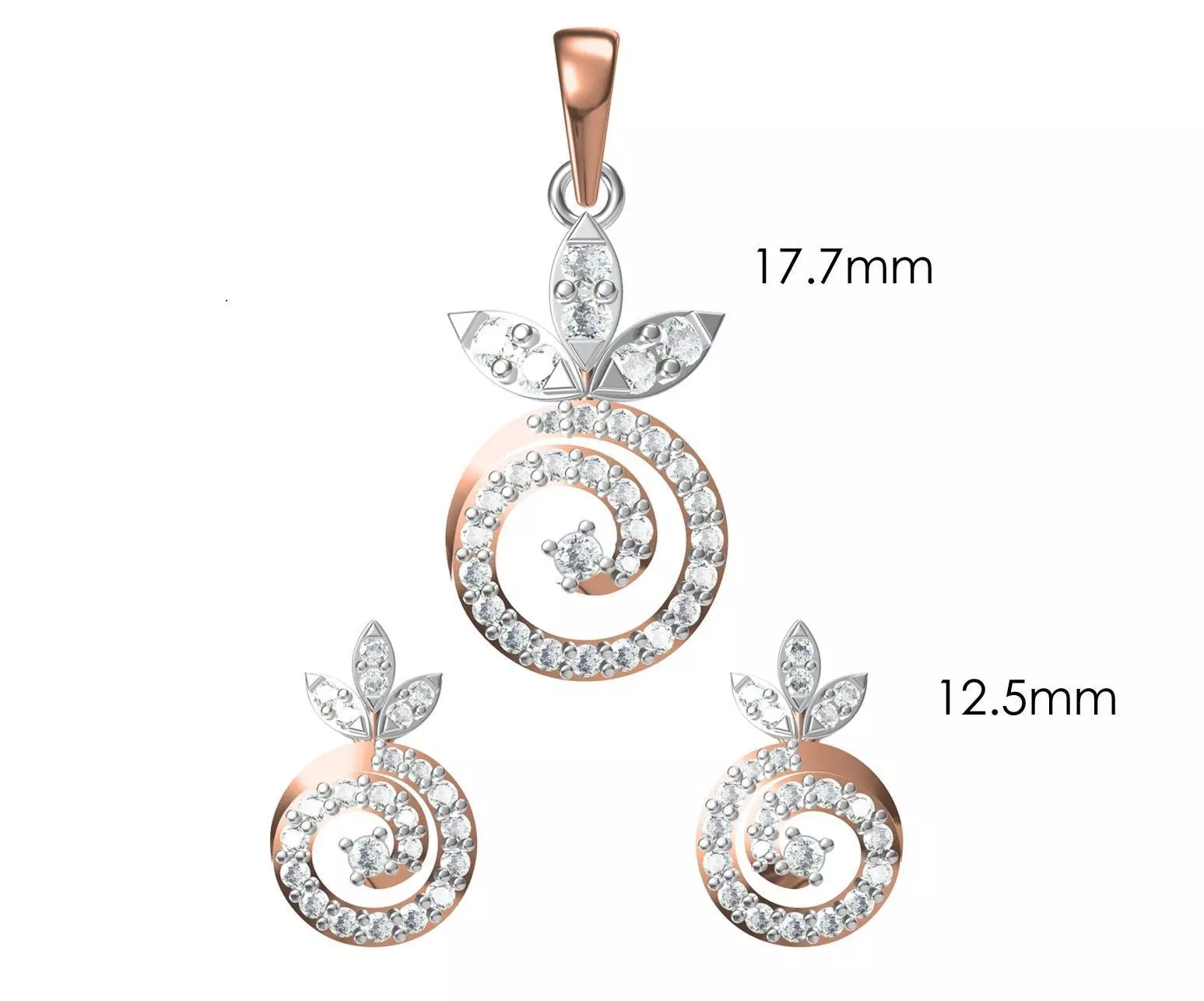 Women Pendant Earrings Set STL JCD Details 3D print model_0