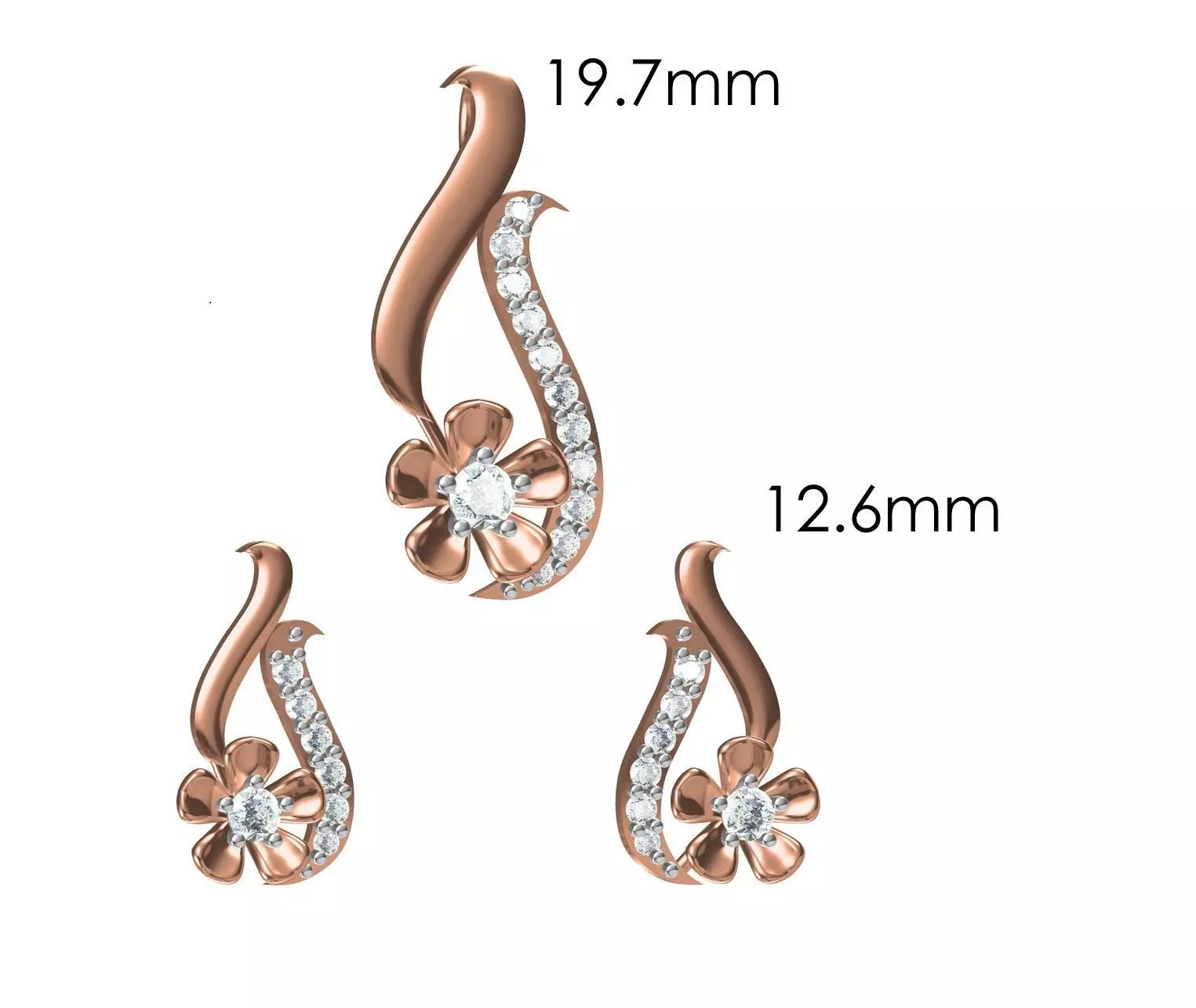 Women Pendant Earrings Set STL JCD Details 3D print model_0