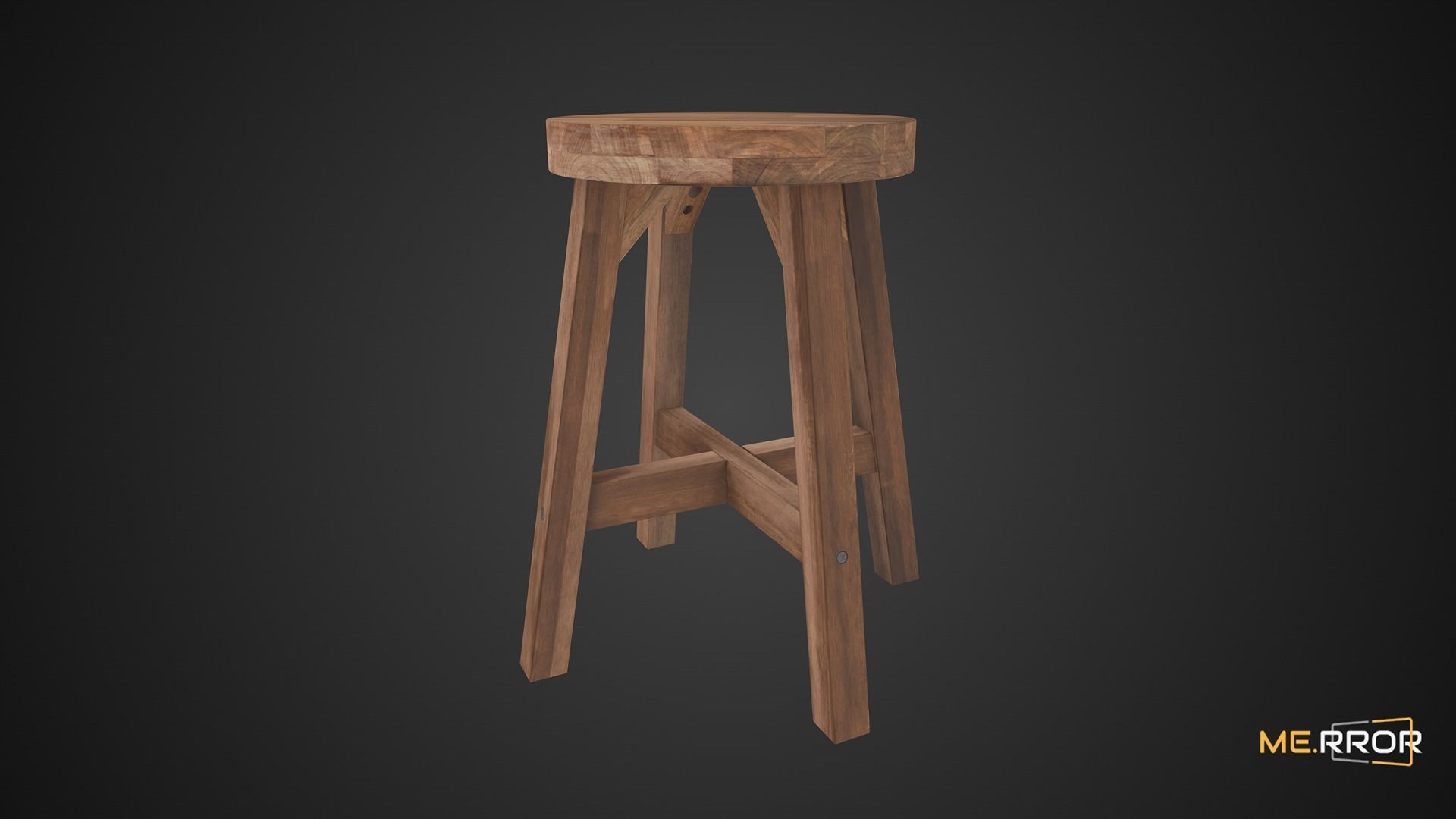 Game Ready Mini Stool Low-poly 3D model_7