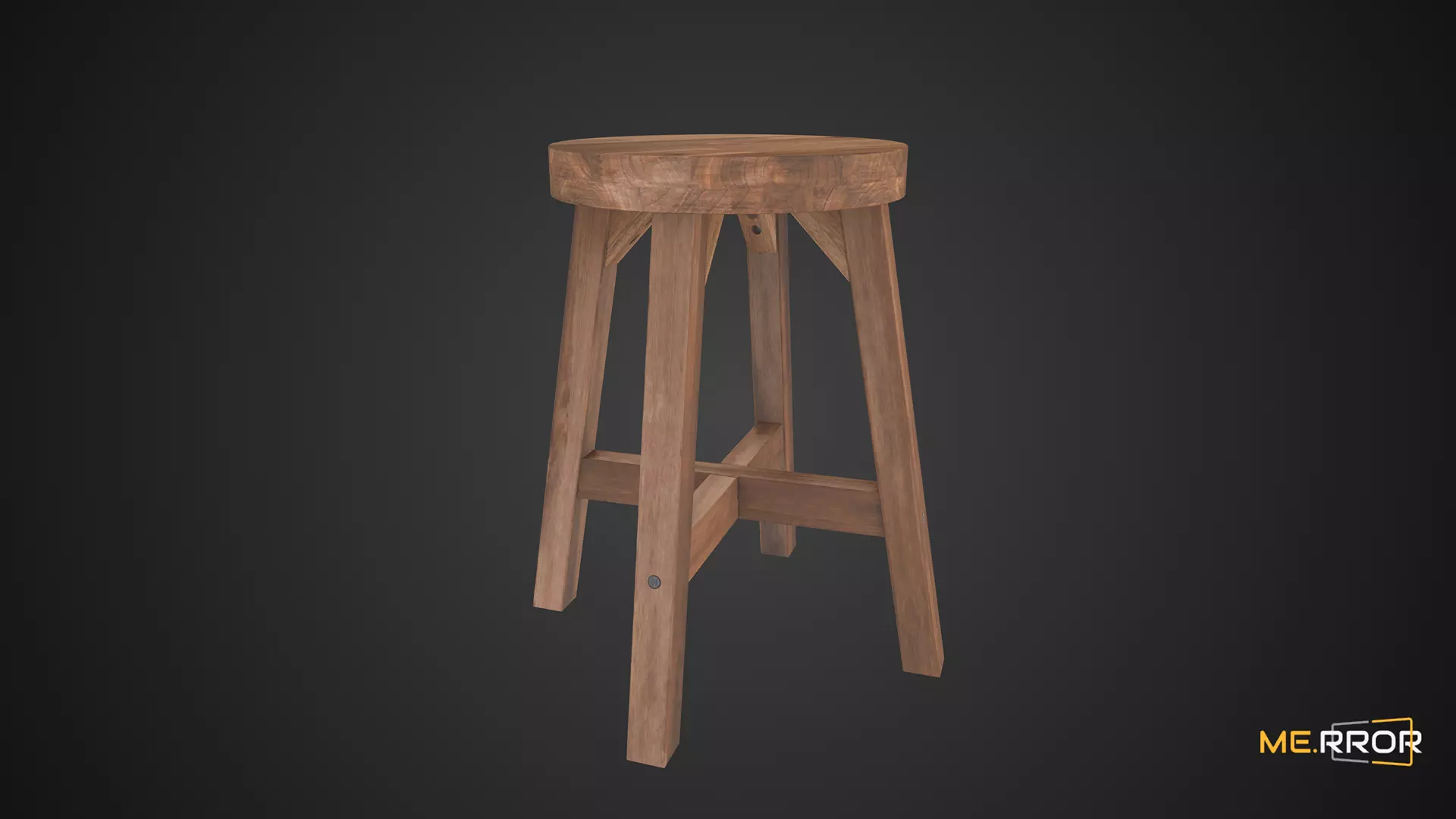 Game Ready Mini Stool Low-poly 3D model_0