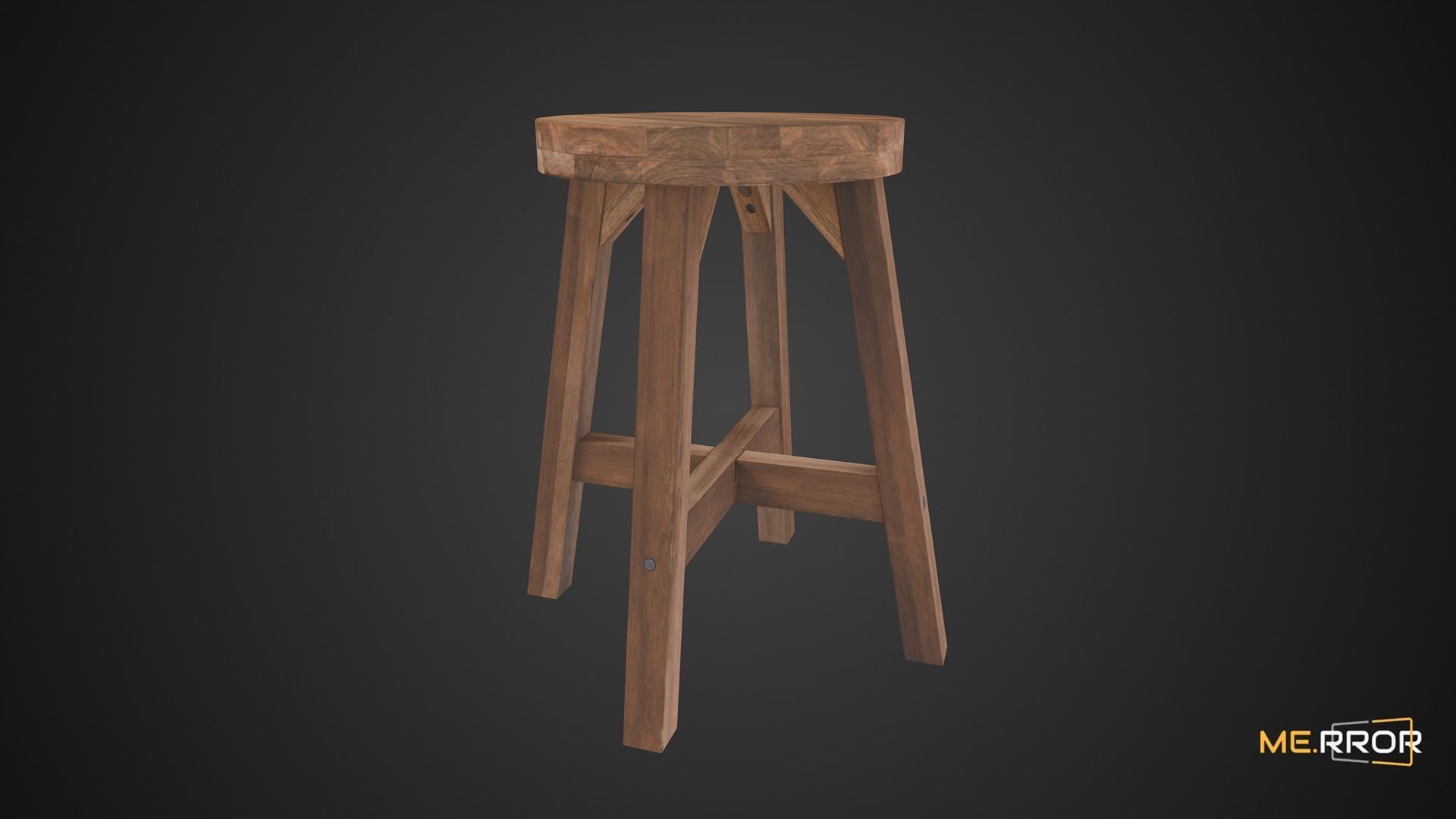 Game Ready Mini Stool Low-poly 3D model_8