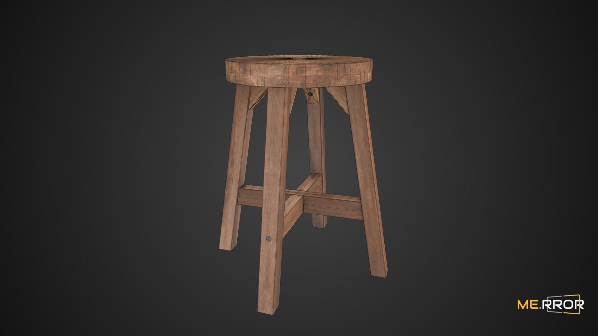 Game Ready Mini Stool Low-poly 3D model_4